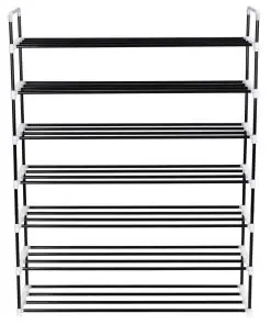 vidaXL Shoe Rack with 7 Shelves Metal and Plastic Black