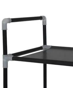 vidaXL Shoe Rack with 10 Shelves Metal and Non-woven Fabric Black