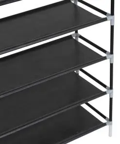 vidaXL Shoe Rack with 10 Shelves Metal and Non-woven Fabric Black