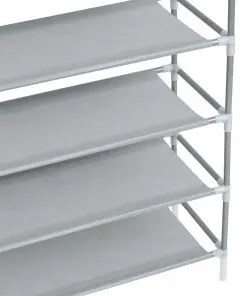 vidaXL Shoe Rack with 10 Shelves Metal and Non-woven Fabric Silver