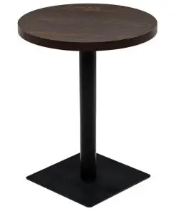 vidaXL Bistro Table MDF and Steel Round 60×75 cm Dark Ash