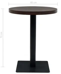 vidaXL Bistro Table MDF and Steel Round 60×75 cm Dark Ash