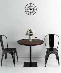 vidaXL Bistro Table MDF and Steel Round 80×75 cm Dark Ash