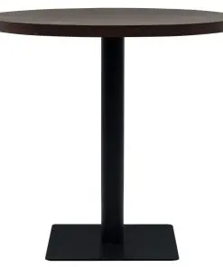 vidaXL Bistro Table MDF and Steel Round 80×75 cm Dark Ash