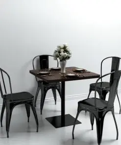 vidaXL Bistro Table MDF and Steel Square 80x80x75 cm Dark Ash