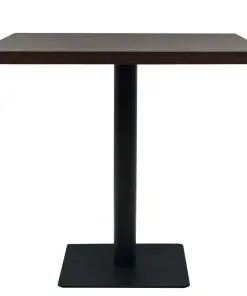 vidaXL Bistro Table MDF and Steel Square 80x80x75 cm Dark Ash