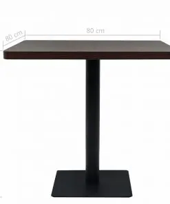 vidaXL Bistro Table MDF and Steel Square 80x80x75 cm Dark Ash