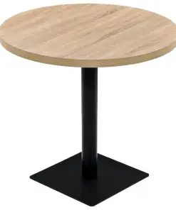 vidaXL Bistro Table MDF and Steel Round 80×75 cm Oak Colour