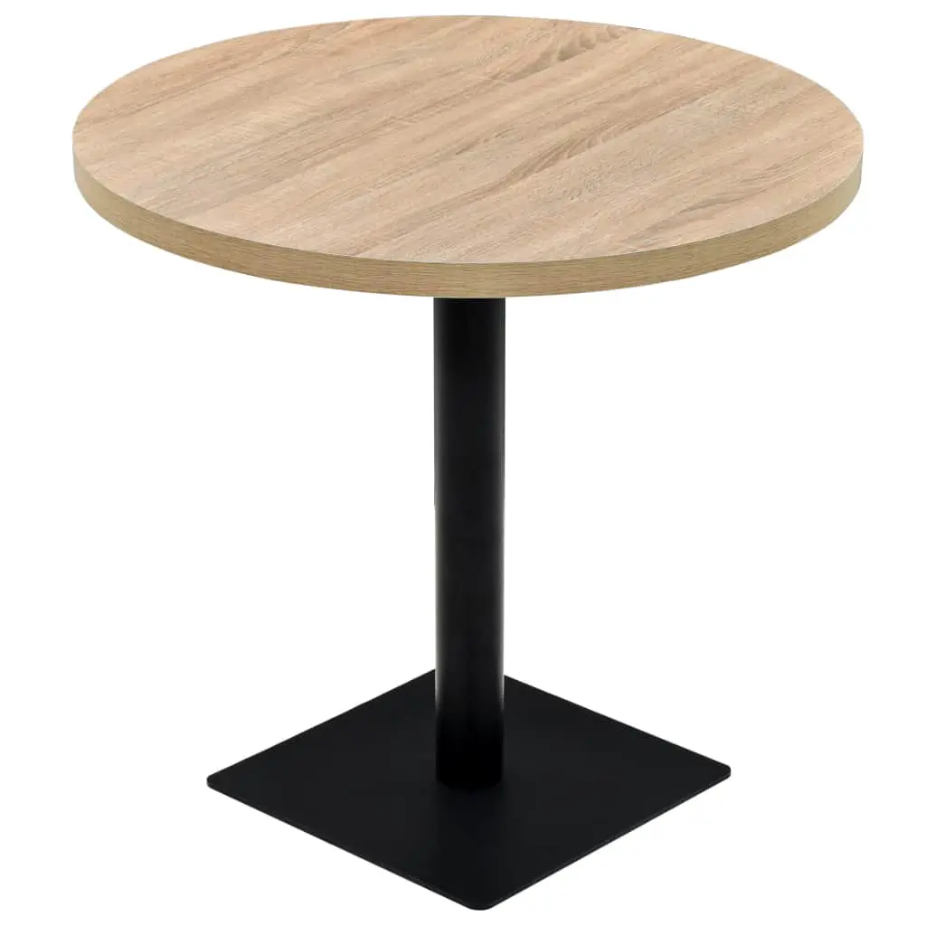 vidaXL Bistro Table MDF and Steel Round 80×75 cm Oak Colour