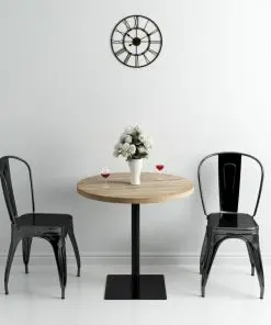 vidaXL Bistro Table MDF and Steel Round 80×75 cm Oak Colour