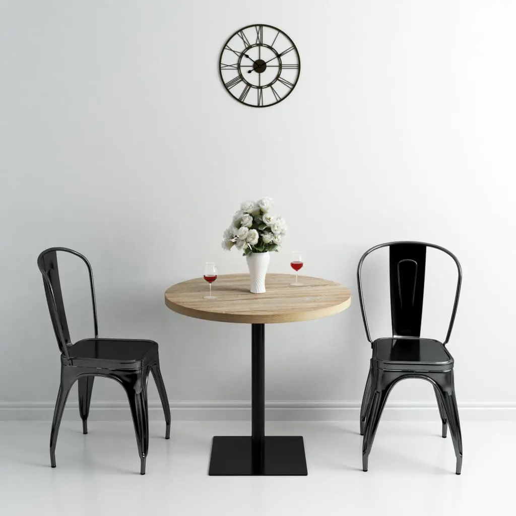 vidaXL Bistro Table MDF and Steel Round 80×75 cm Oak Colour