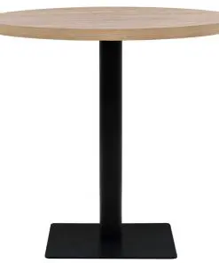 vidaXL Bistro Table MDF and Steel Round 80×75 cm Oak Colour