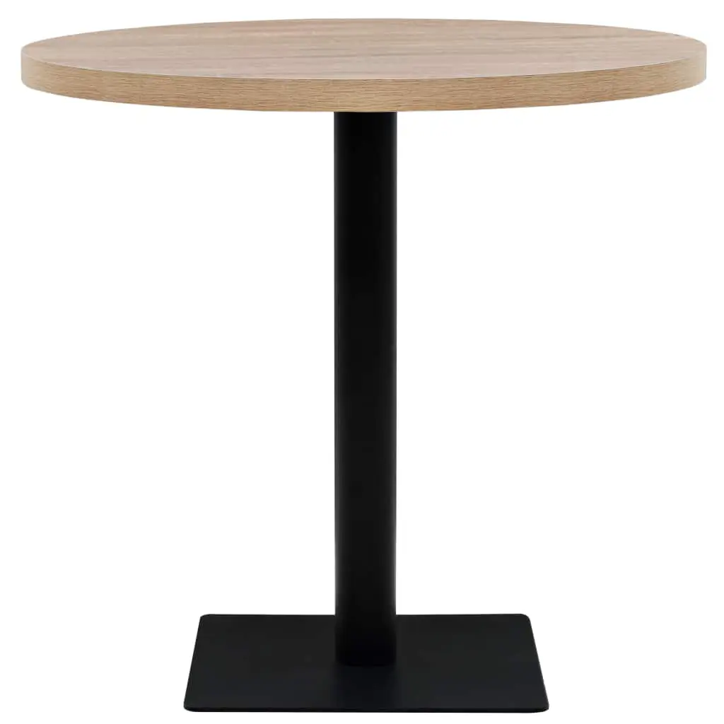 vidaXL Bistro Table MDF and Steel Round 80×75 cm Oak Colour