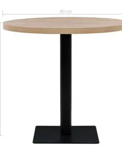 vidaXL Bistro Table MDF and Steel Round 80×75 cm Oak Colour