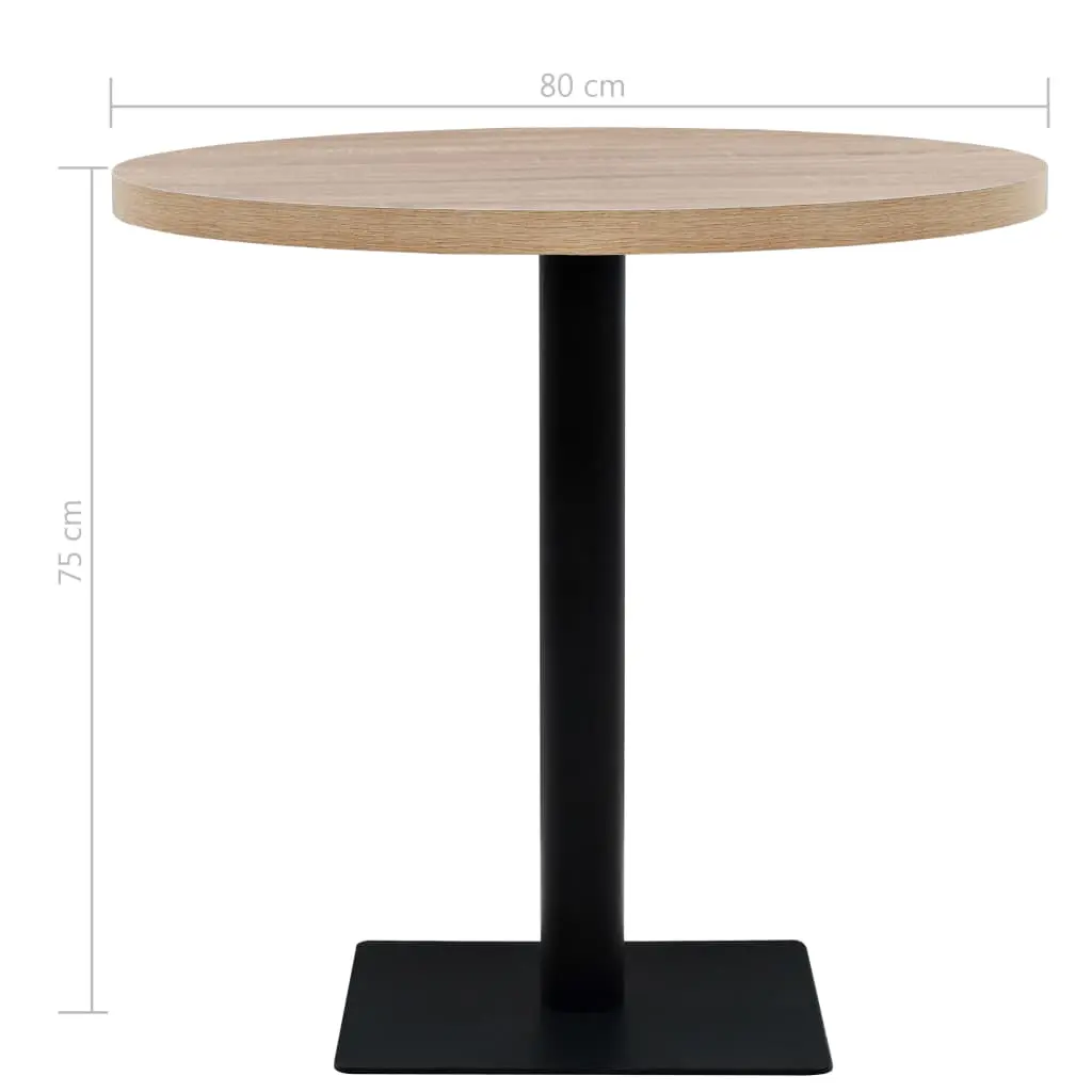 vidaXL Bistro Table MDF and Steel Round 80×75 cm Oak Colour
