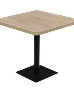 vidaXL Bistro Table MDF and Steel Square 80x80x75 cm Oak Colour
