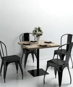 vidaXL Bistro Table MDF and Steel Square 80x80x75 cm Oak Colour