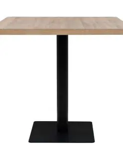 vidaXL Bistro Table MDF and Steel Square 80x80x75 cm Oak Colour