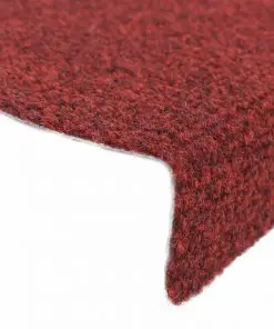 vidaXL 15 pcs Self-adhesive Stair Mats Needle Punch 54x16x4 cm Red