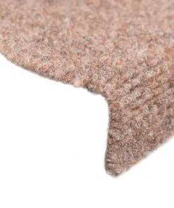 vidaXL 15 pcs Self-adhesive Stair Mats Needle Punch 65x21x4 cm Brown