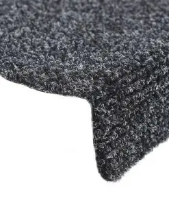 vidaXL 15pcs Self-adhesive Stair Mats Needle Punch 65x21x4cm Dark Grey