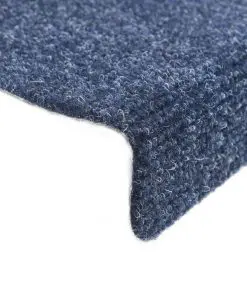 vidaXL 15 pcs Self-adhesive Stair Mats Needle Punch 65x21x4 cm Blue