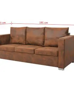 vidaXL Sofa Set 2 Pieces Artificial Suede Leather