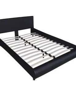 vidaXL Bed with Memory Foam Mattress Black Faux Leather Queen Size