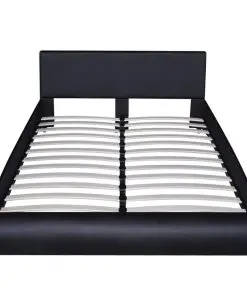 vidaXL Bed with Memory Foam Mattress Black Faux Leather Queen Size