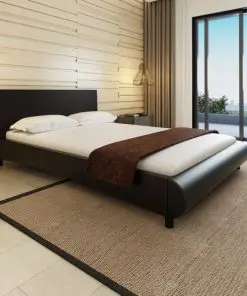 vidaXL Bed with Memory Foam Mattress Black Faux Leather King Size