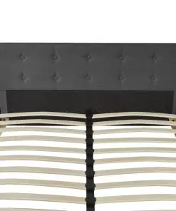 vidaXL Bed with Memory Foam Mattress Dark Grey Fabric Queen Size