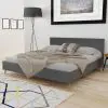 vidaXL Bed with Memory Foam Mattress Dark Grey Fabric King Size