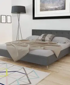 vidaXL Bed with Memory Foam Mattress Dark Grey Fabric King Size