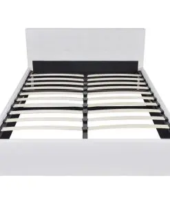 vidaXL Bed with Memory Foam Mattress White Faux Leather Double Size