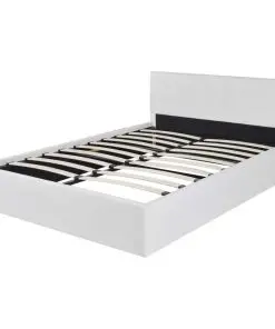 vidaXL Bed with Memory Foam Mattress White Faux Leather Double Size