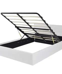 vidaXL Bed with Memory Foam Mattress White Faux Leather Queen Size