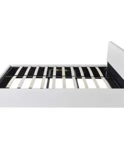 vidaXL Bed with Memory Foam Mattress White Faux Leather Queen Size