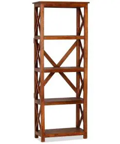 vidaXL Bookshelf Solid Acacia Wood Sheesham Finish 60x30x160 cm
