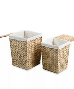 vidaXL Laundry Basket Set 2 Pieces Water Hyacinth