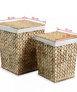 vidaXL Laundry Basket Set 2 Pieces Water Hyacinth