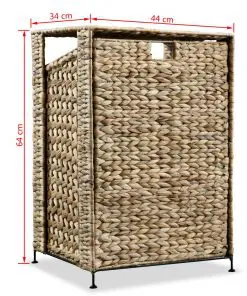 vidaXL Laundry Basket 44x34x64 cm Water Hyacinth