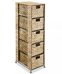 vidaXL Storage Unit with 5 Baskets 25.5x37x100 cm Water Hyacinth