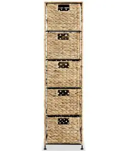 vidaXL Storage Unit with 5 Baskets 25.5x37x100 cm Water Hyacinth