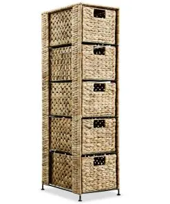 vidaXL Storage Unit with 5 Baskets 25.5x37x100 cm Water Hyacinth