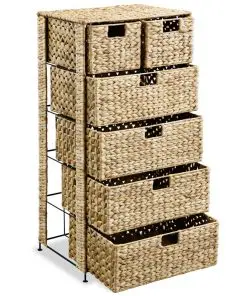 vidaXL Storage Unit with 6 Baskets 47x37x100 cm Water Hyacinth