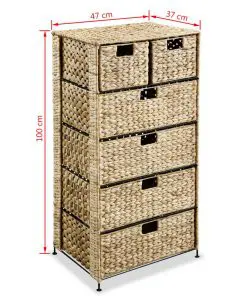 vidaXL Storage Unit with 6 Baskets 47x37x100 cm Water Hyacinth
