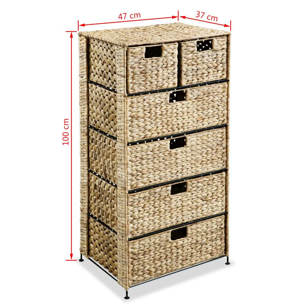 vidaXL Storage Unit with 6 Baskets 47x37x100 cm Water Hyacinth