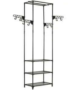 vidaXL Clothes Rack Steel and Non-woven Fabric 55×28.5×175 cm Black