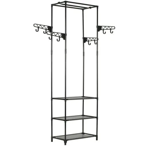 vidaXL Clothes Rack Steel and Non-woven Fabric 55×28.5×175 cm Black