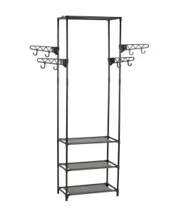 vidaXL Clothes Rack Steel and Non-woven Fabric 55×28.5×175 cm Black